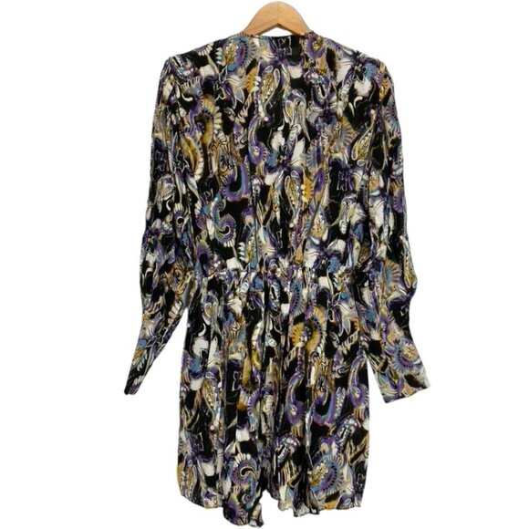 NEW IRO Damie Silk Multicolor Paisley Puff Sleeve Surplice Neckline - Picture 5 of 16